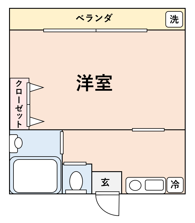 1Kでお部屋が正方形になっている間取り