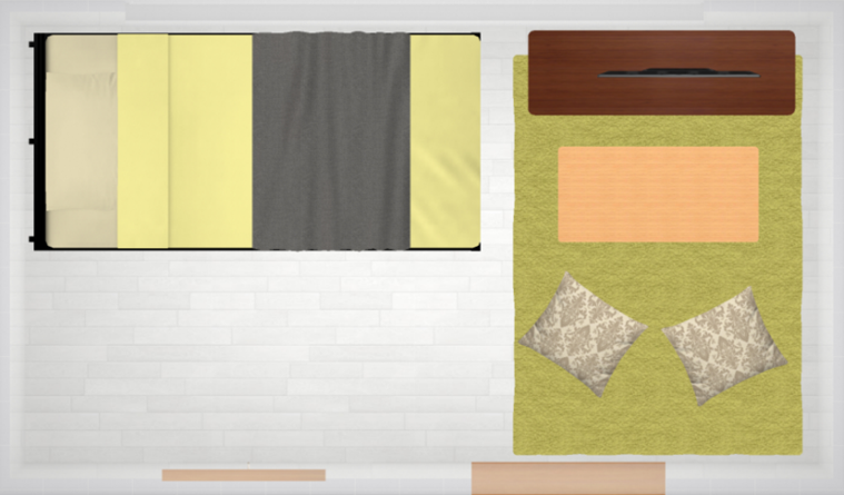 4畳のお部屋の家具配置例