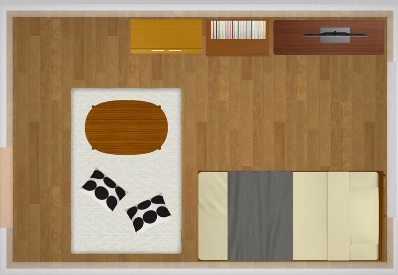 25平米のお部屋の家具配置シミュレーション