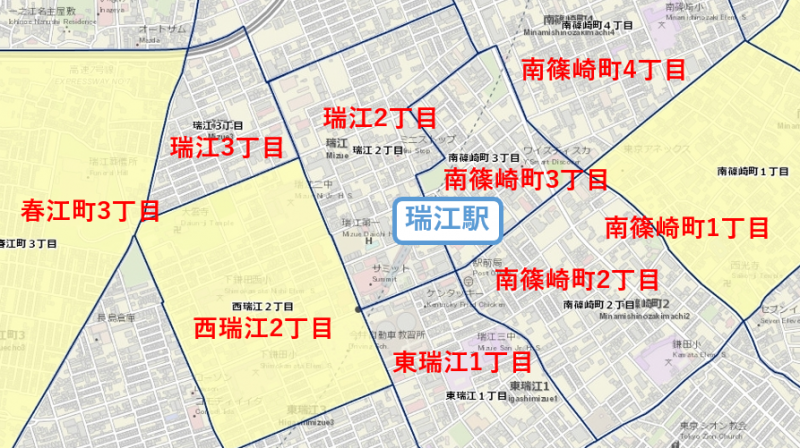 瑞江駅周辺の治安マップ