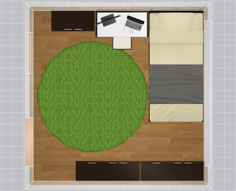 6畳で正方形のお部屋の家具配置例