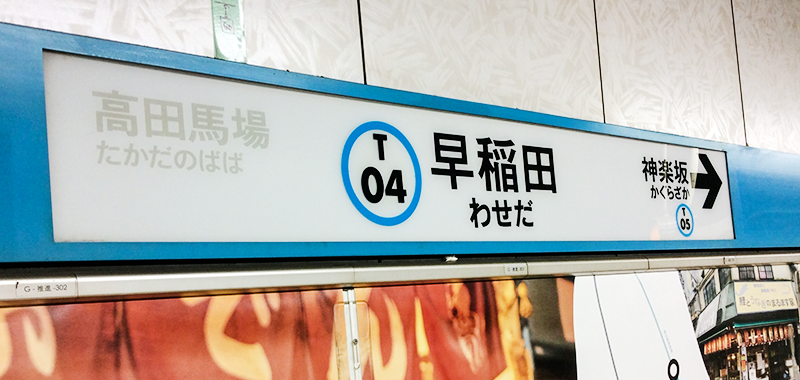 早稲田駅の看板