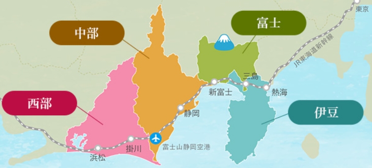 静岡県と東海道新幹線のマップ