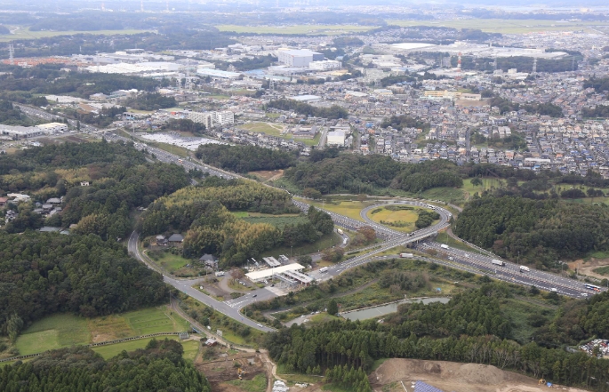 佐倉市の上空からの写真