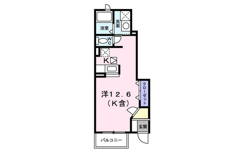仙台市内の家賃4.3万円のアパートの間取り図