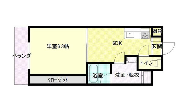 広島県広島市の家賃7万円の賃貸物件の間取り図