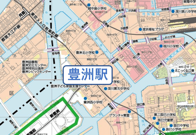 豊洲駅周辺のハザードマップ