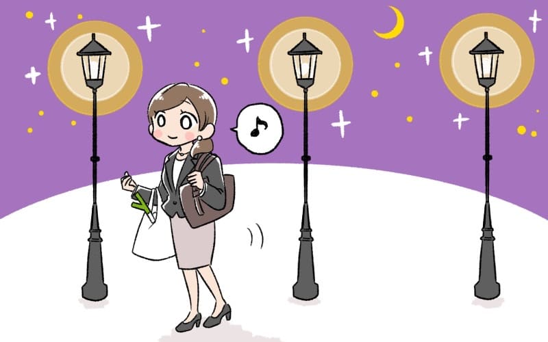 買い物帰りの女性のイラスト