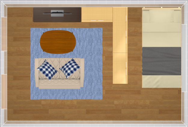 8畳のお部屋の家具配置例