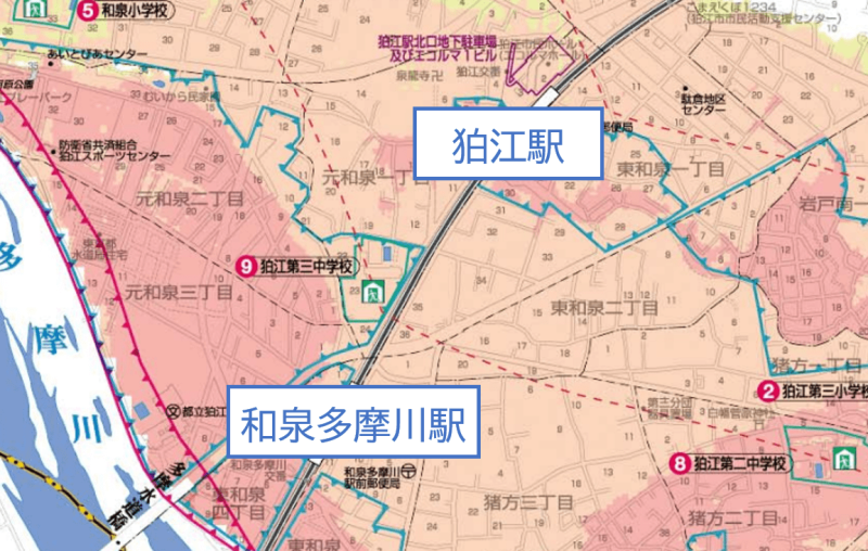 狛江市ハザードマップ