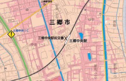 三郷中央駅周辺のハザードマップ