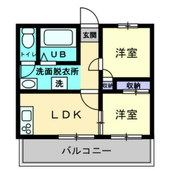 岡山市内の二人入居可物件の間取り図