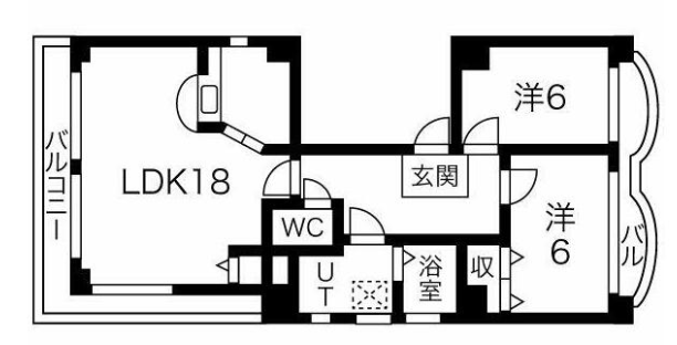 名古屋市内の二人入居可物件の間取り図