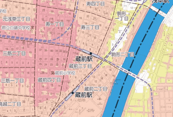 蔵前駅周辺のハザードマップ