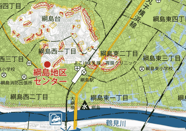 綱島駅周辺のハザードマップ