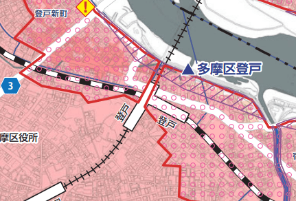 登戸駅周辺のハザードマップ