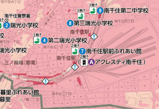 南千住駅周辺のハザードマップ