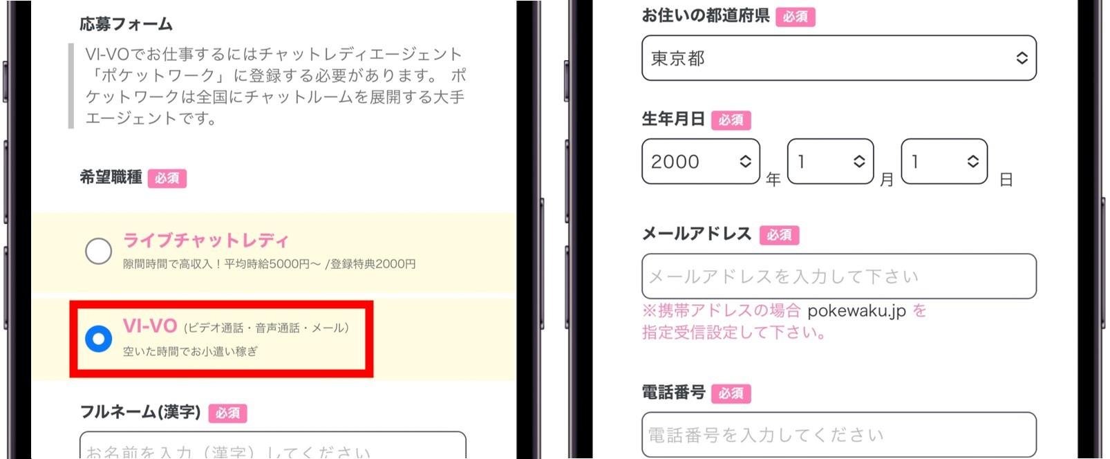 応募フォーム