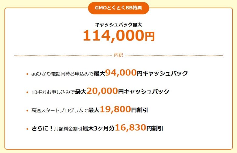 auひかり×GMOとくとくBBキャッシュバック
