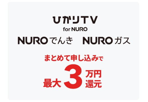 NURO光_オプションまとめて申し込みで30,000円還元