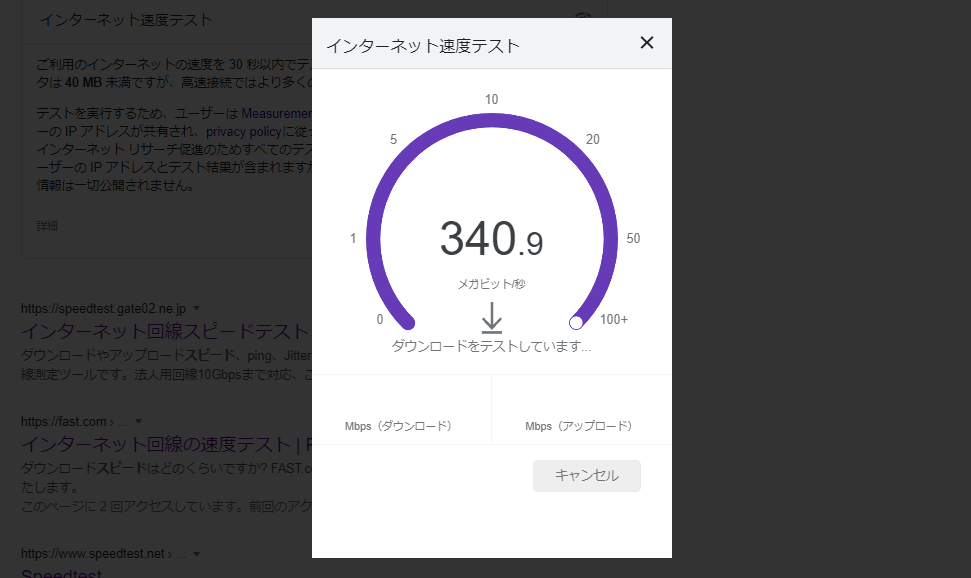 Googleスピードテスト結果画面