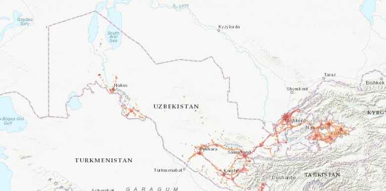 ウズベキスタン通信エリア