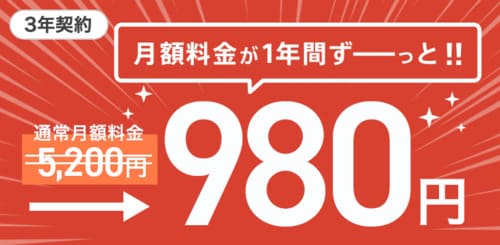 NURO光G2Tプランはキャンペーンで1年間月額980円で利用できる