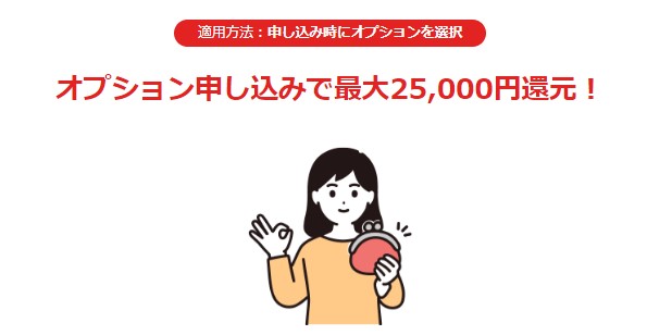 NURO光25,000円オプションキャッシュバック