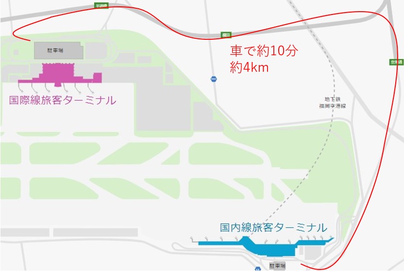 福岡空港のターミナル関係図