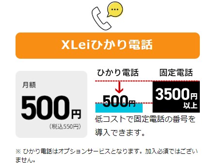 XLeiひかり電話が月額550円で利用できる