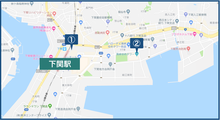 下関駅周辺の地図