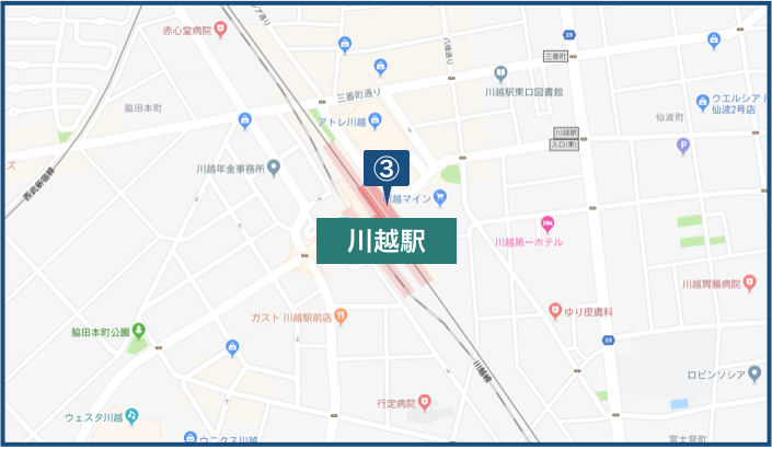 川越駅周辺の地図