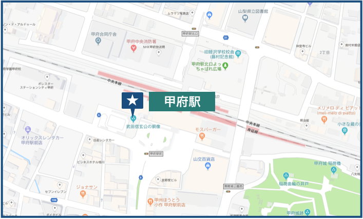 甲府駅周辺の地図