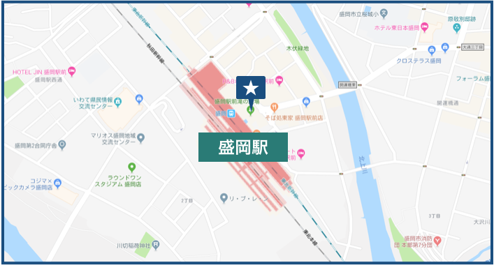 盛岡駅周辺の地図