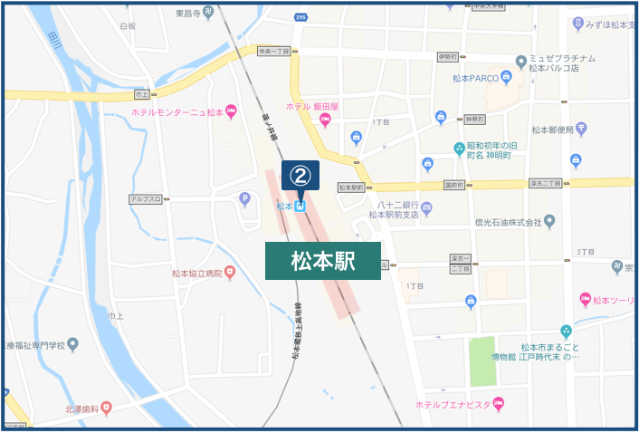 松本駅周辺の地図