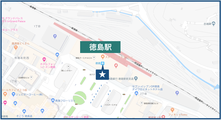 徳島駅周辺の地図