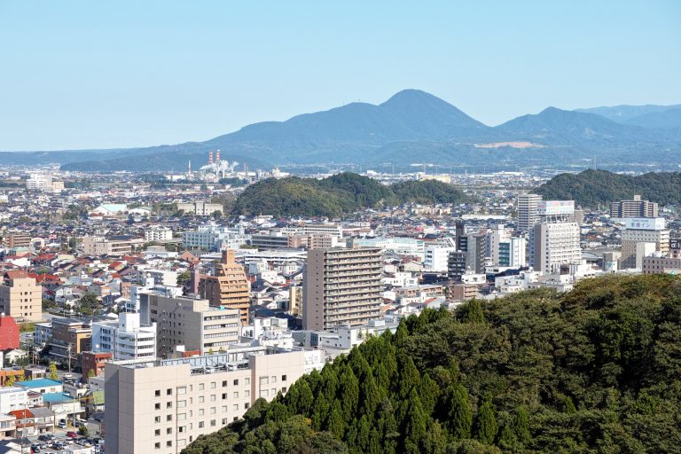 米子市　市街地　鳥瞰