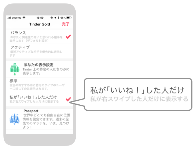 Tinderの私がいいね！した人だけ