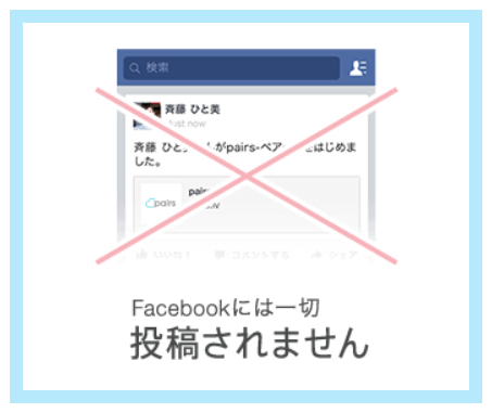 ペアーズ「Facebookには投稿されない」