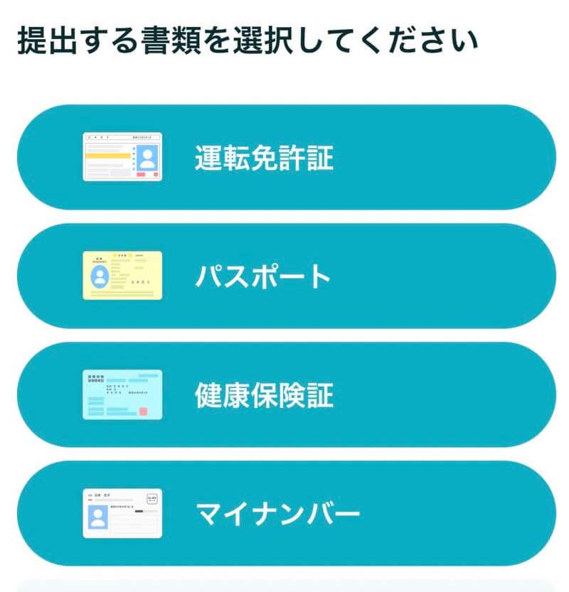 本人確認に使用する証明書の選択