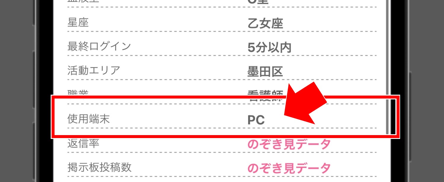 PCMAXで使用端末がPCの業者の例