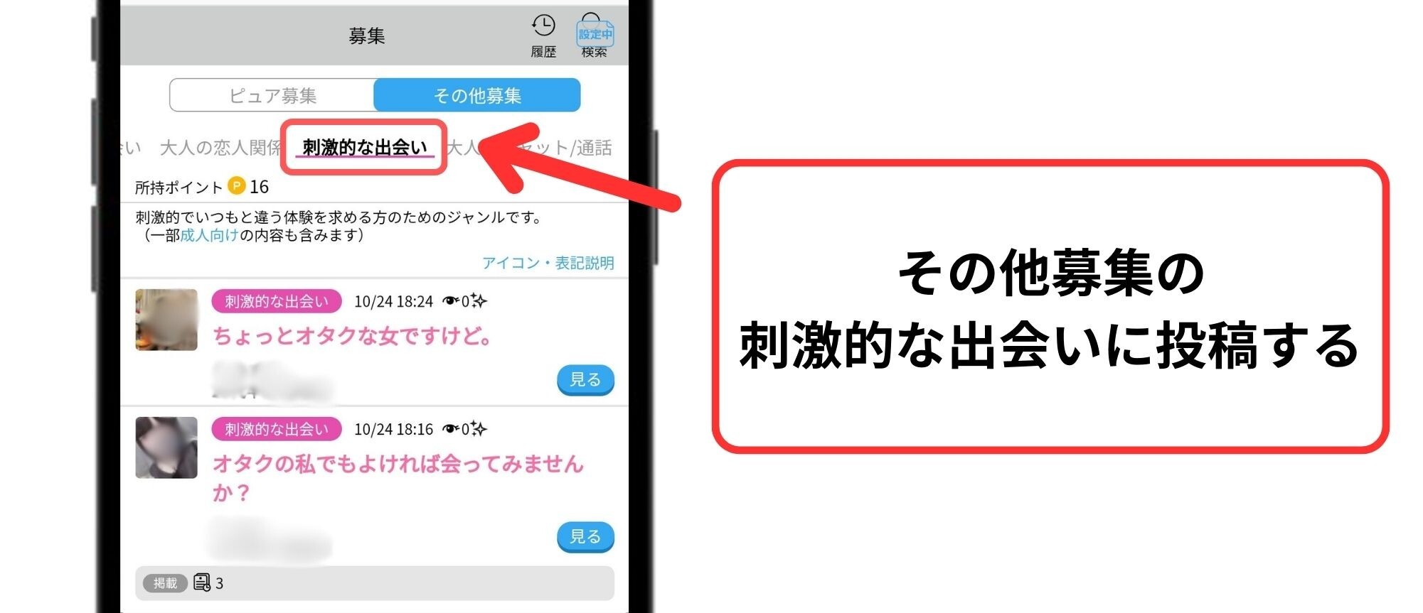 その他募集の「刺激的な出会い」に投稿する