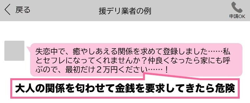 ハッピーメールの援デリ業者の例