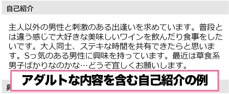 ハッピーメールのアダルトな内容を含む自己紹介の例