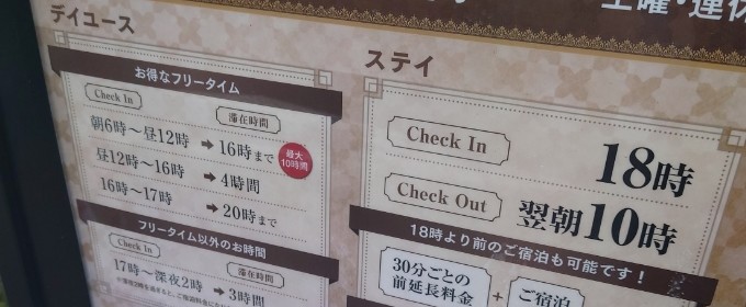 ラブホテル入り口の料金表