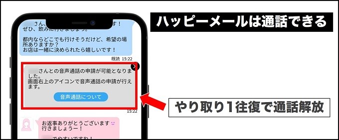 ハッピーメール通話機能