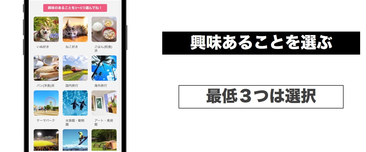 興味あることを３～５つ選ぶ　アプリ版　