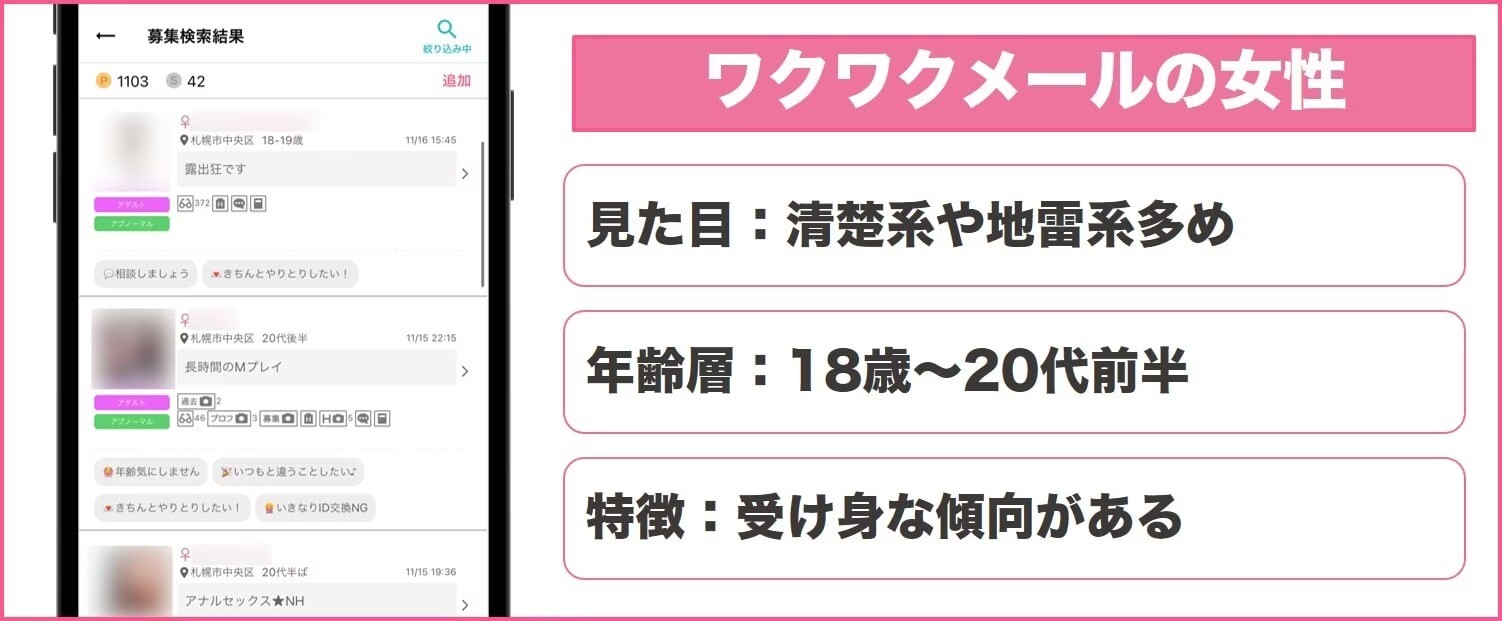 ワクワクメールのの女性利用者の特徴